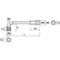 MOB Set Of Angled Open Socket Wrenches, 6x12 point