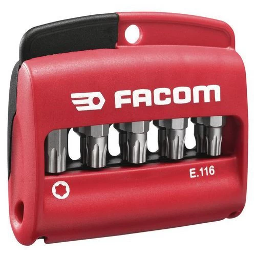 FACOM Set Of 10 Assorted 1/4 Torx Plus® Bits - Series 1 - 25 mm + Bit Holder