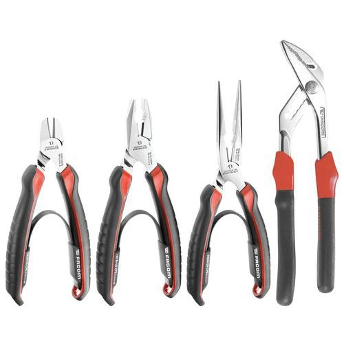 Set Of 4 Pliers With Ergonomic Bi-material Grips - Facom