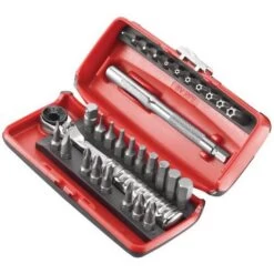 FACOM Box Of Screw Bits And Ratchet - 31 Pieces