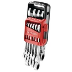 FACOM Set Of 10 Combination Ratchet Spanners With Articulated Head In A Carry Case
