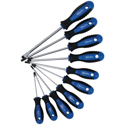 Set Of 10 slotted Pozidriv + Phillips Screwdrivers - Manutan