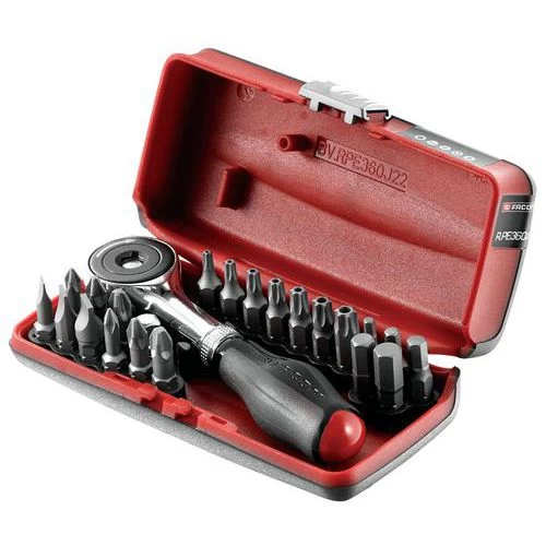 Bit Holder Set With 1/4 Rotating Handle Ratchet + 22Â screwdriver Bits - Facom - Image 2