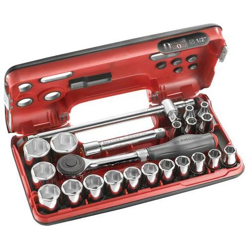 FACOM S.360 Rotating Handle Ratchet Set + 1/2 Hex Sockets - 21 Pieces