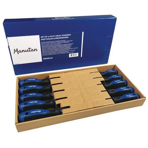 Set Of 10 slotted Pozidriv + Phillips Screwdrivers - Manutan - Image 8