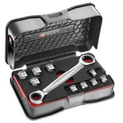 FACOM Set Of Offset Ring Spanners With 11-in-1 Ratchet