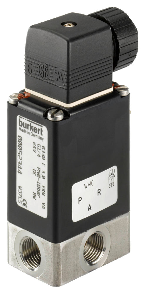 Solenoid Valve 3/2 Diverting G1/4'' Stainless Steel EPDM 0-5bar/73psi 230VAC 0330 17853