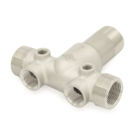 1-1/4" MPT x 4-1/2" Solid 304 Stainless Steel Short Well Tank Tee