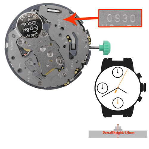 Miyota/Citizen LTD Chrono Watch Movement 0S30 Quartz Movement Overall Height 6.0mm