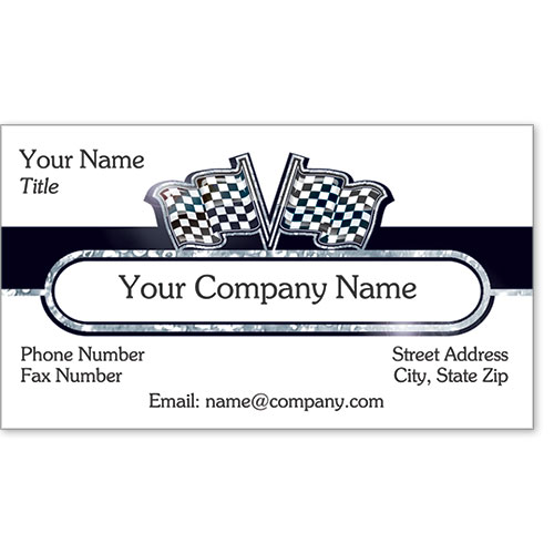 Automotive Business Cards with Foil - Silver Flags