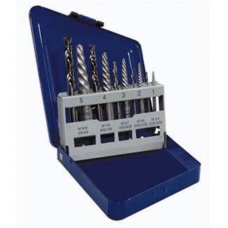 10-pc Spiral ExtractorandDrill Bit Set in Metal Index
