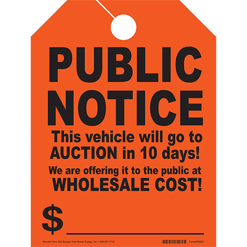 Fluorescent Mirror Tags-Public Notice 8.5" x 11.5" (50)
