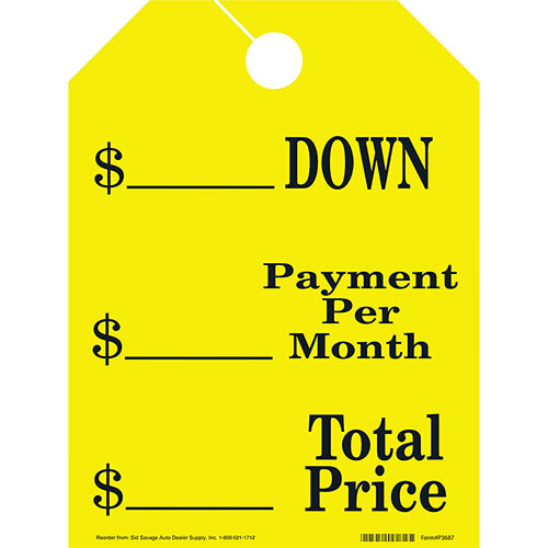 Fluorescent Mirror Tags-Down Per Month Total 8.5" x 11.5" (50)