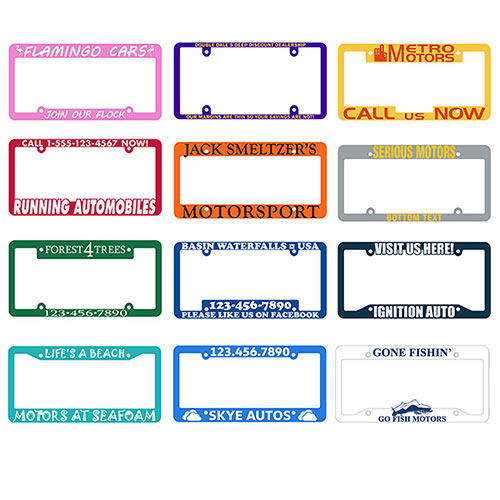 Raised White Letter Colored License Plate Frame