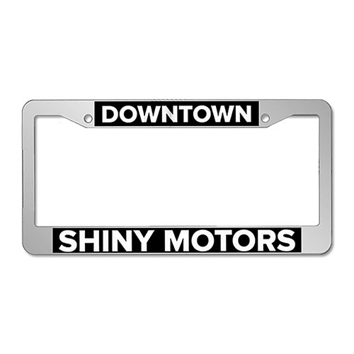 Chrome Faced Black License Plate Frame Recessed Panel (500)