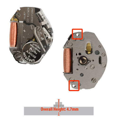 Miyota/Citizen LTD 3 Hand Quartz Watch Movement 2035 Overall Height 4.7mm