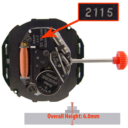 Miyota/Citizen LTD 3 Hand Watch Movement 2115-6 Quartz Movement Date At 6:00 Overall Height 6.0mm
