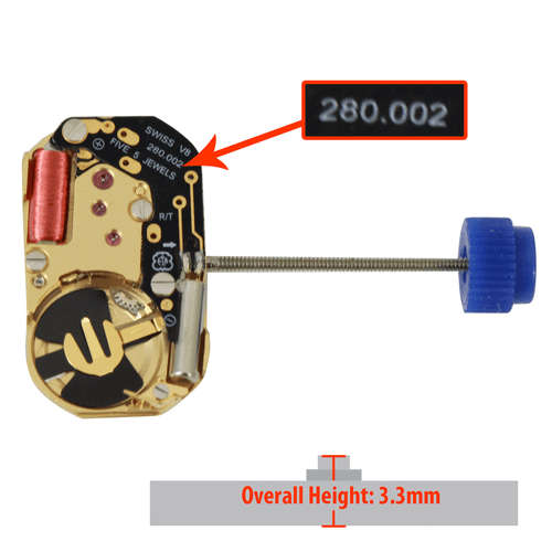 ETA 2 Hand Watch Movement 280.002.3 Quartz Movement Overall Height 3.3mm