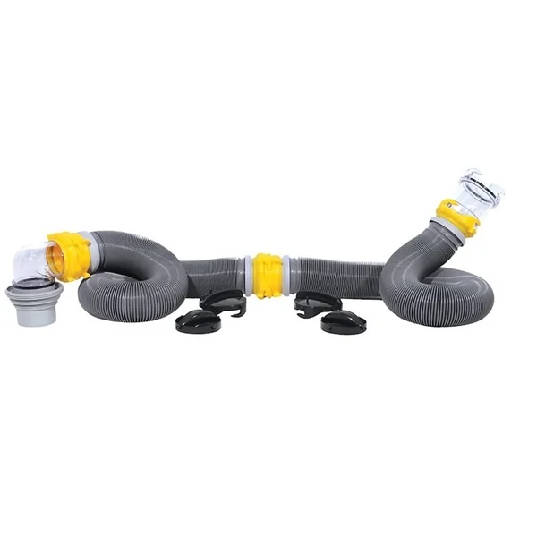 Camco 39659 SUPERKIT 20 ft RV Sewer Hose Kit, 10 ft Hoses, Swivel Fittings, 4-in-1 Adapter & Storage Caps