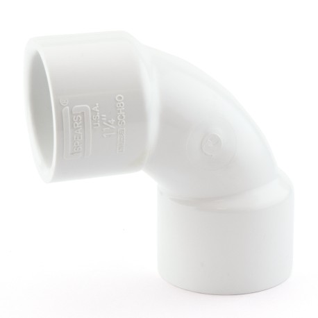 1-1/4" PVC (Sch. 40) 90° Sweep Elbow