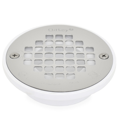 Ultra-Low Profile PVC Floor Drain w/ Round St. Steel Strainer, 2" Hub x 3" Inside Fit