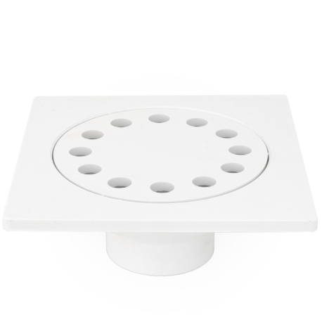 PVC 6" x 6" Bell Trap Square Floor Drain, 1-1/2" Hub x 2" Inside Fit