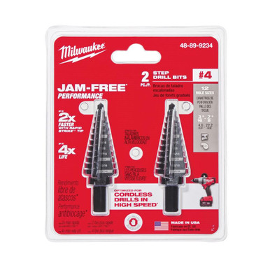 Milwaukee 48-89-9234 #4 Step Drill Bit 3/16 - 7/8 in 2pk