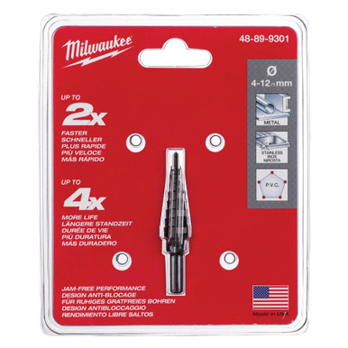 Milwaukee 48-89-9301 4-12mm - 9 Hole Size Step Drill Bit