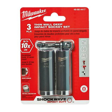 Milwaukee 49-66-4417 3 pc Thin Wall Deep Impact Socket Set