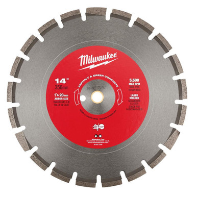 Milwaukee 49-93-7240 14 in. Asphalt & Green Concrete Segmented Blade