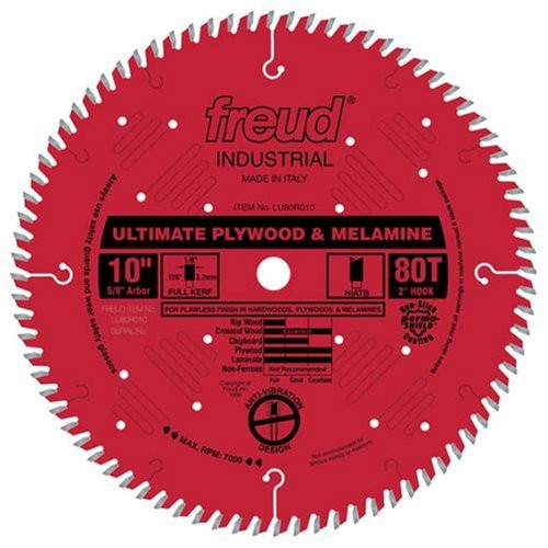 Freud 10-Inch 80 Tooth Hi-ATB Plywood and Melamine Cutting Saw Blade
