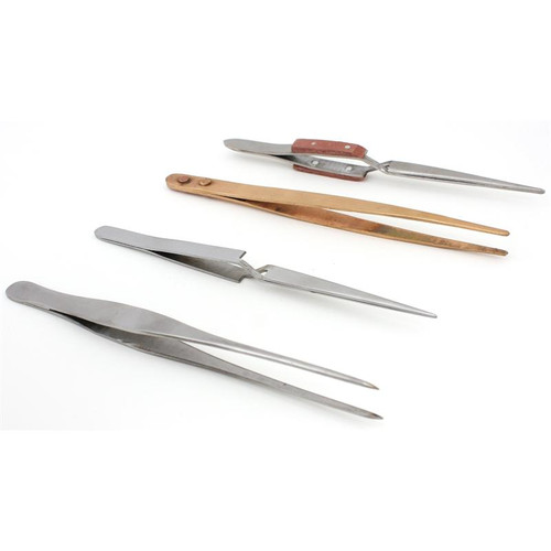 Heavy Duty Soldering Tweezers Set of 4 with Copper and Cross Lock Tweezers