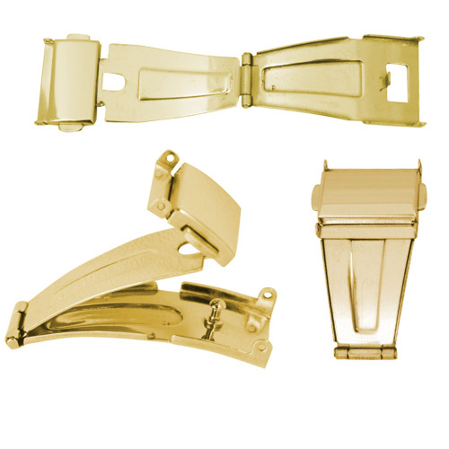 Watch Band Clasp Gold Plated Single Fold Push Button Clasp