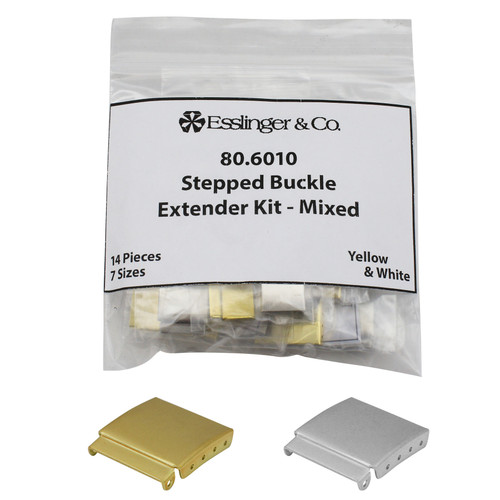 Stepped Buckle Extender Assortment In Silver Nickel Plated And Yellow Gold Plated 14 Pieces