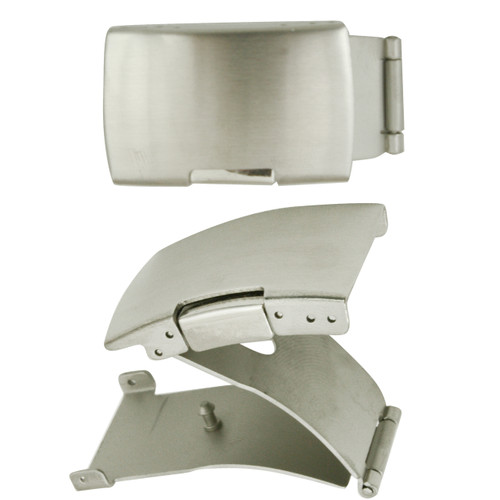 Tri Fold Stainless Steel Watch Band Single Side Button Style Clasp With Closed End Band Attachment