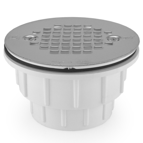 2" Hub PVC, Shower Module Drain (Solvent Weld) w/ Screw-on Strainer