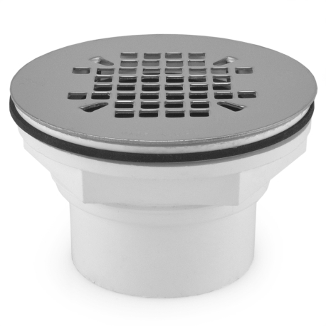 2" Hub PVC, Shower Module Drain (Slip-Fit or Solvent Weld) w/ Snap-in Strainer