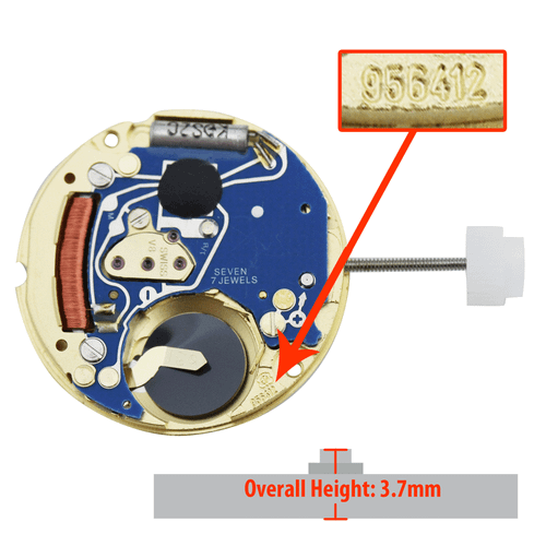 ETA 2 Hand Quartz Watch Movement 956.412-2 Overall Height 3.7mm