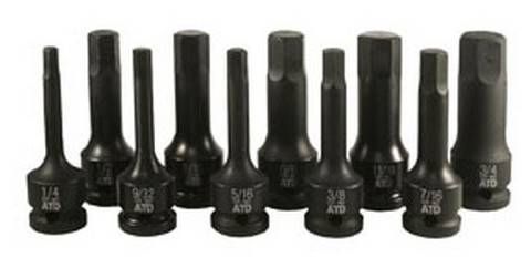 ATD Tools 4625 1/2" Dr. SAE Impact Hex Driver Set, 10pc.