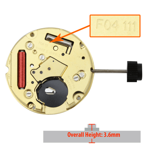 ETA 2 Hand Quartz Watch Movement F04.115-2 Replaces F04.111-2 Date At 3:00 Overall Height 3.6mm