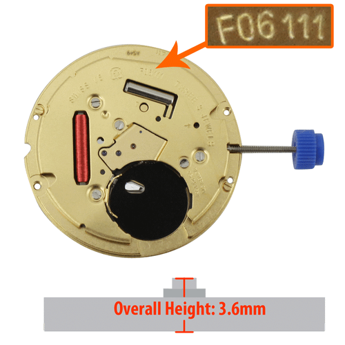 ETA 2 Hand Quartz Watch Movement F06.115-2 Replaces F06.111-2 Date At 3:00 Overall Height 3.6mm