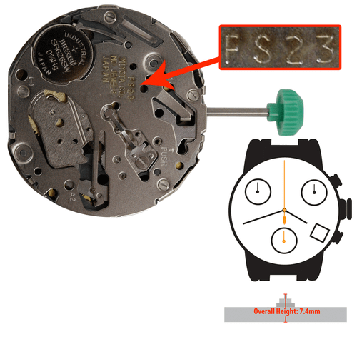 Miyota/Citizen LTD Chrono Watch Movement FS23 Quartz Movement Overall Height 7.4mm