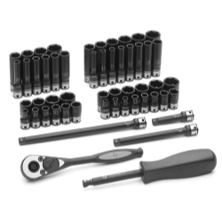 Grey Pneumatic 89653CRD Grey Pneumatic 53-Piece 1/4 in. Drive Fractional SAE & Metric Duo-Socket 6-Point Set