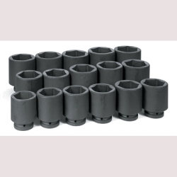 Grey Pneumatic 9016D 1" Dr. 16 Piece Deep Fractional Set 2-1/16" - 3"