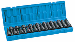 18 Pc. 1/2 inDr. Metric and Fractional Hex Impact Driver Set