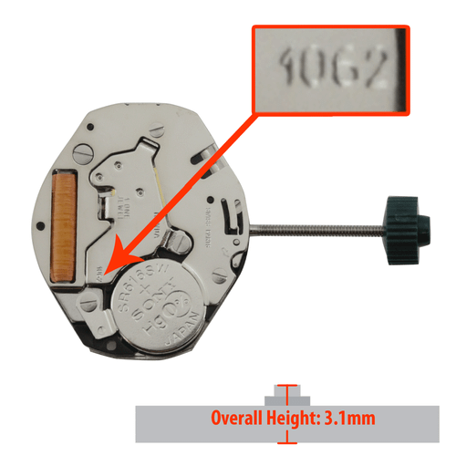 Harley Ronda 2 Hand Quartz Watch Movement HQ1062 Overall Height 3.1mm Silver Plates