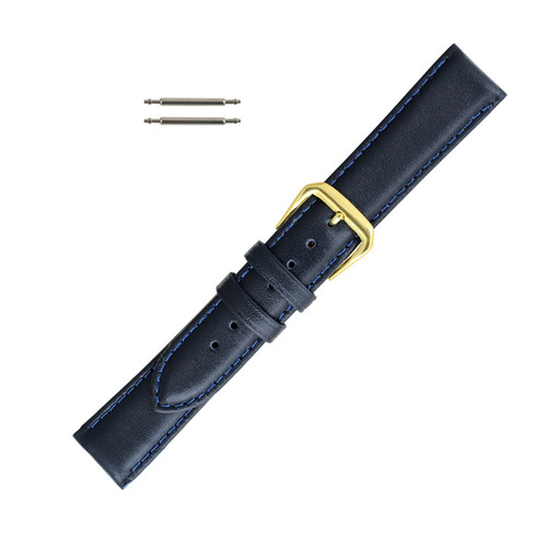 Watch Band 18mm Classic CalfNavy Blue Leather 7 1/2 Inch Length