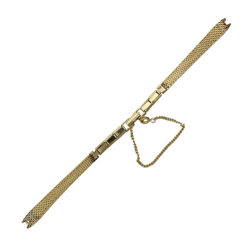 Tapered Watch Band Gold Tone Stainless Steel Chain Mesh Style 6 1/4 Inch Length