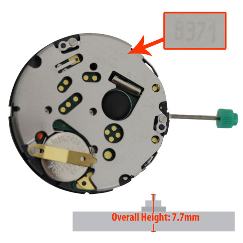 Quartz 5 Hand Chronograph Movement ISA8371/2010 Date At 6:00 Overall Height 7.7mm