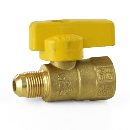 1/2" FIP x 3/8" Flare Gas Ball Valve, One-Piece